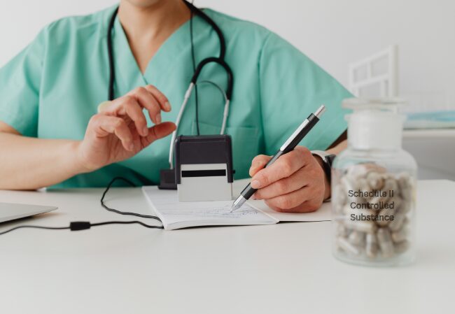 Doctor prescribing drug