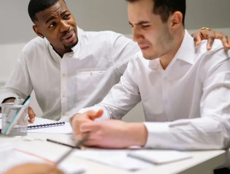 HR representative discussing FMLA for rehab with employee