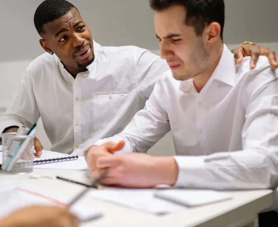 HR representative discussing FMLA for rehab with employee