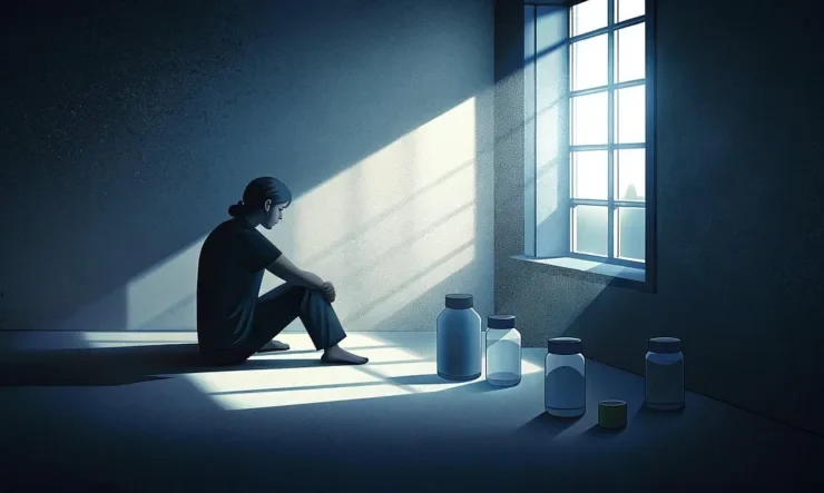 Lonely girl in a dark room wondering “do i need rehab?”. By Wellbrook Recovery