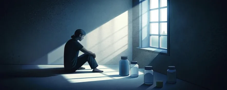 Lonely girl in a dark room wondering “do i need rehab?”. By Wellbrook Recovery