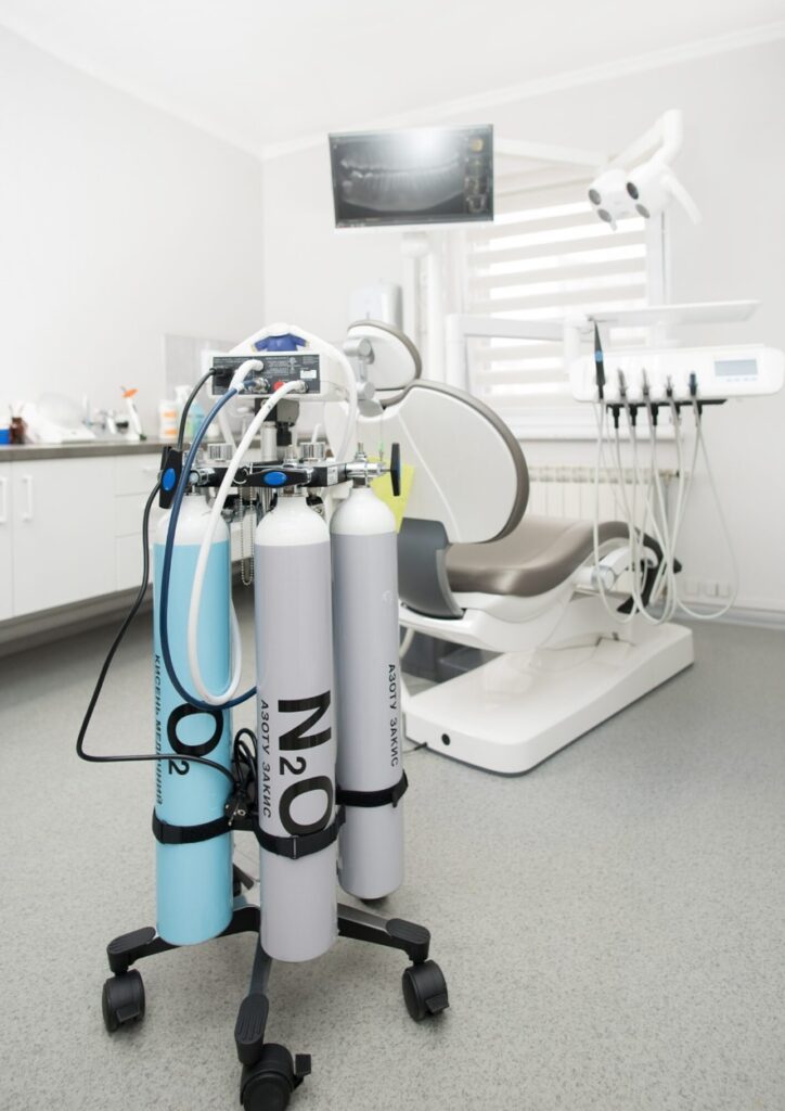 Nitrous oxide tanks at the dentist