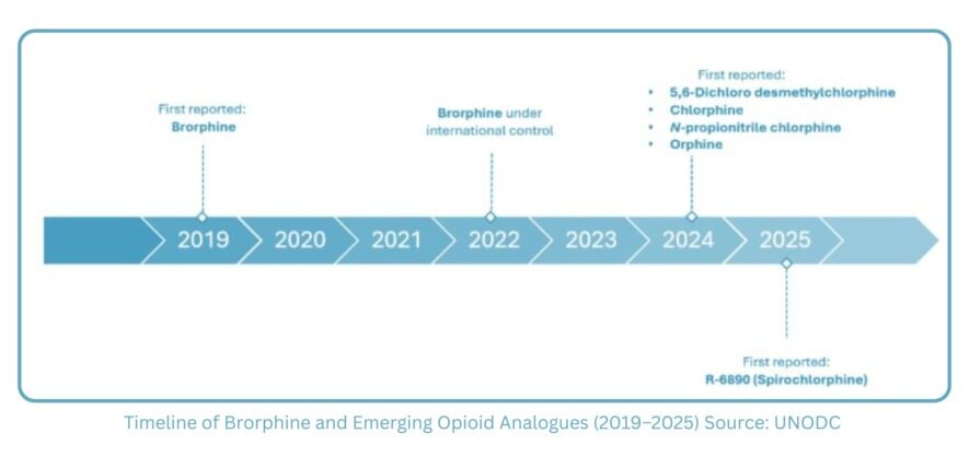 Timeline of Brorphine and Emerging Opioid Analogues (2019–2025)