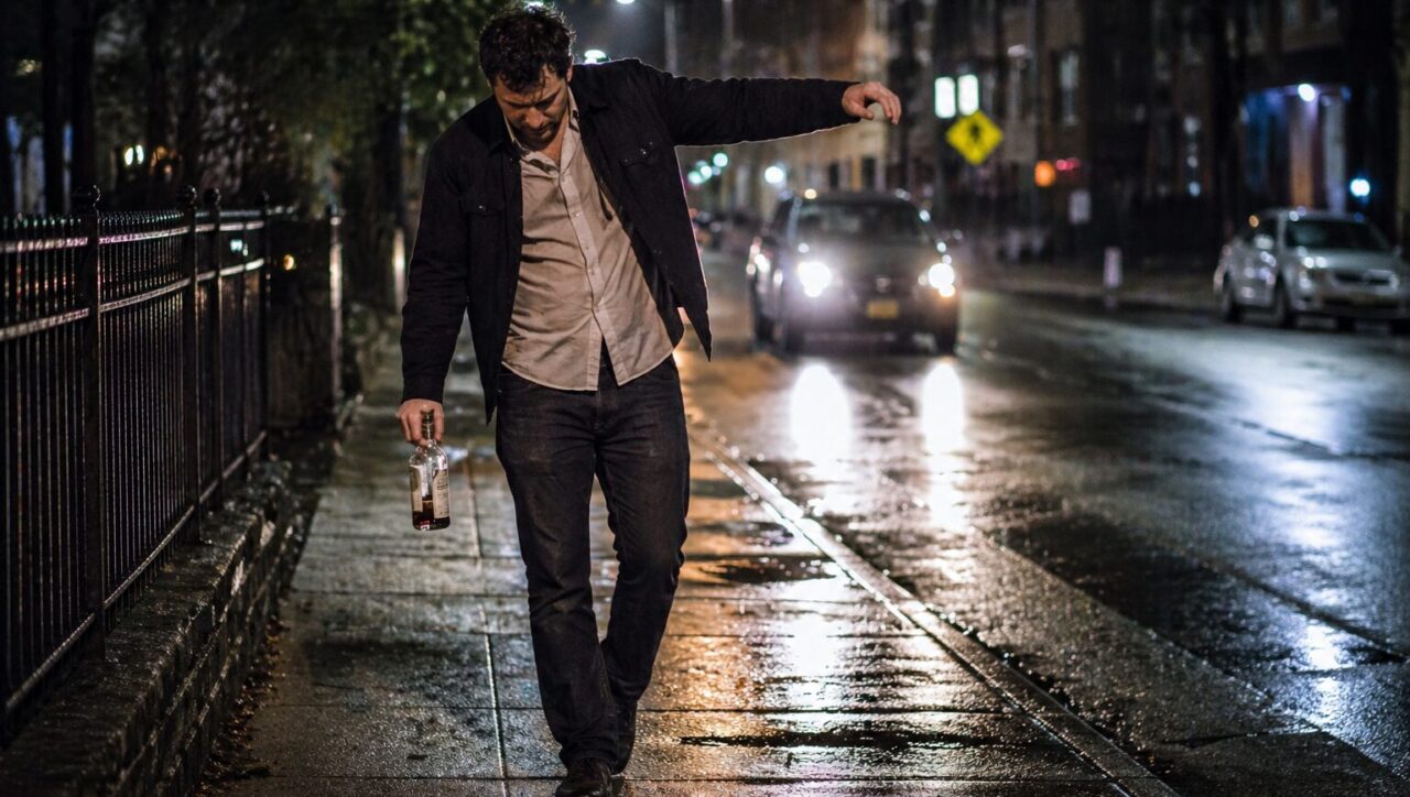 Drunk man walking