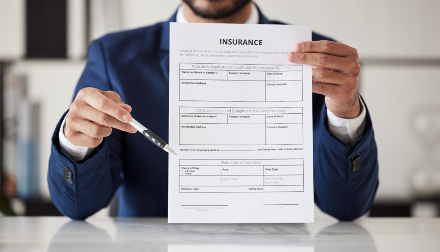 Insurance, signature and documents with hands of lawyer for offer, contract and review. Advisor, at.