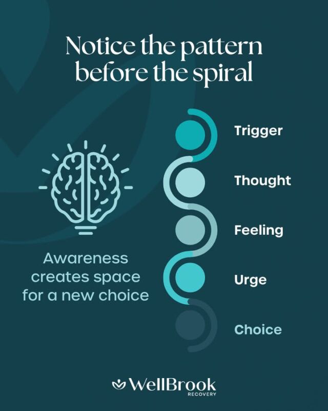 One of the most important parts of recovery is learning to recognize what happens before the urge to use.

A trigger is not always the substance itself. Often, it is the thought, feeling, environment, or pattern that comes first.

Approaches like cognitive behavioral therapy help clients slow that process down, notice those cues earlier, and build healthier ways to respond. That awareness is often where real recovery tools begin.

#WellBrookRecovery #CBT #RecoveryTools #SobrietySupport #AddictionRecovery #RelapsePrevention #MentalHealthAndRecovery #BehavioralTherapy