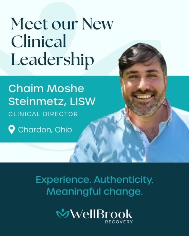 Please join us in welcoming Chaim Moshe Steinmetz, LISW, as Clinical Director of WellBrook Recovery in Chardon!

Chaim brings extensive experience in both clinical practice and behavioral health leadership, including previous experience in clinical leadership roles.

His clinical work has included addiction, trauma and PTSD, anxiety, relationships, and other complex concerns, supported by training across a wide range of therapeutic approaches, including EMDR, Internal Family Systems, experiential therapy, and trauma-focused care.

As Clinical Director, Chaim will help guide our Ohio clinical team and continue strengthening the thoughtful, individualized care our clients receive throughout treatment.

We’re very excited about this next chapter for WellBrook Chardon. Please help us welcome Chaim to the team! 💙
 
#WellBrookRecovery #TeamWellBrook #ChardonOhio #ClinicalLeadership #AddictionTreatment #BehavioralHealth #TraumaInformedCare #OhioRecovery